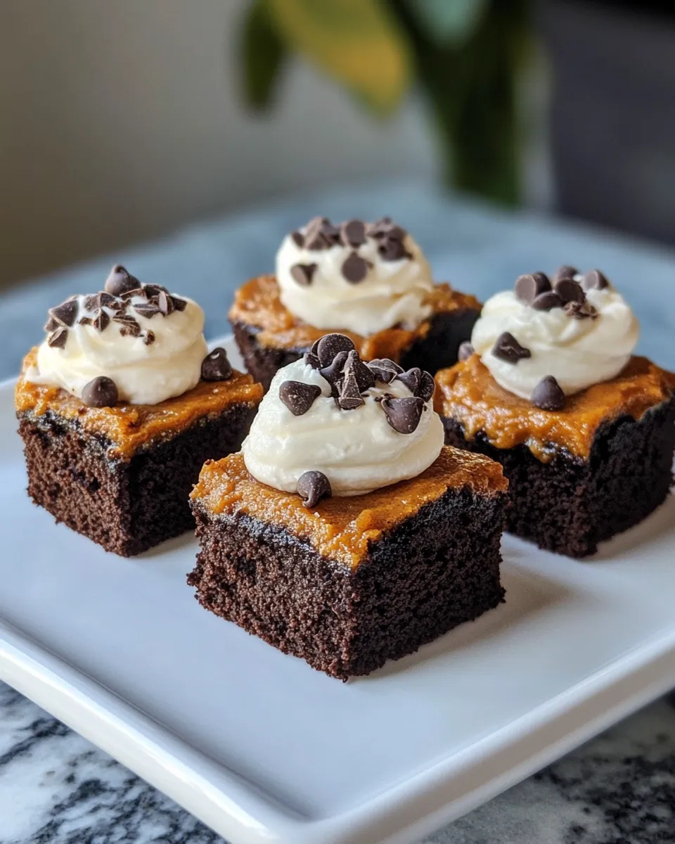 Delicious Pumpkin Pie Brownie Bites with Whipped Cream plate image