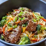 Homemade Sesame Ginger Beef Noodle Bowls photo