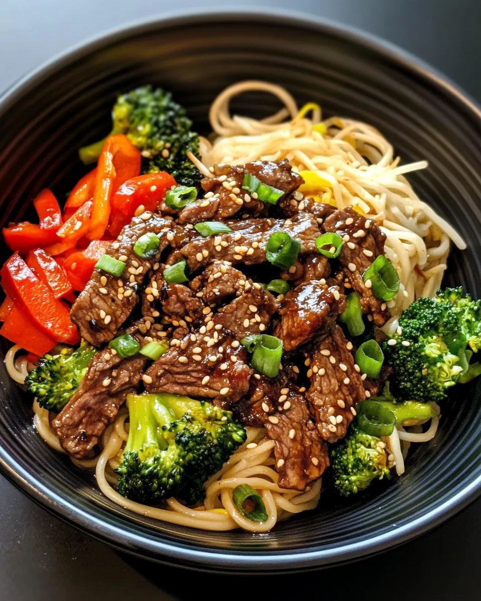 Easy Sesame Ginger Beef Noodle Bowls dish photo