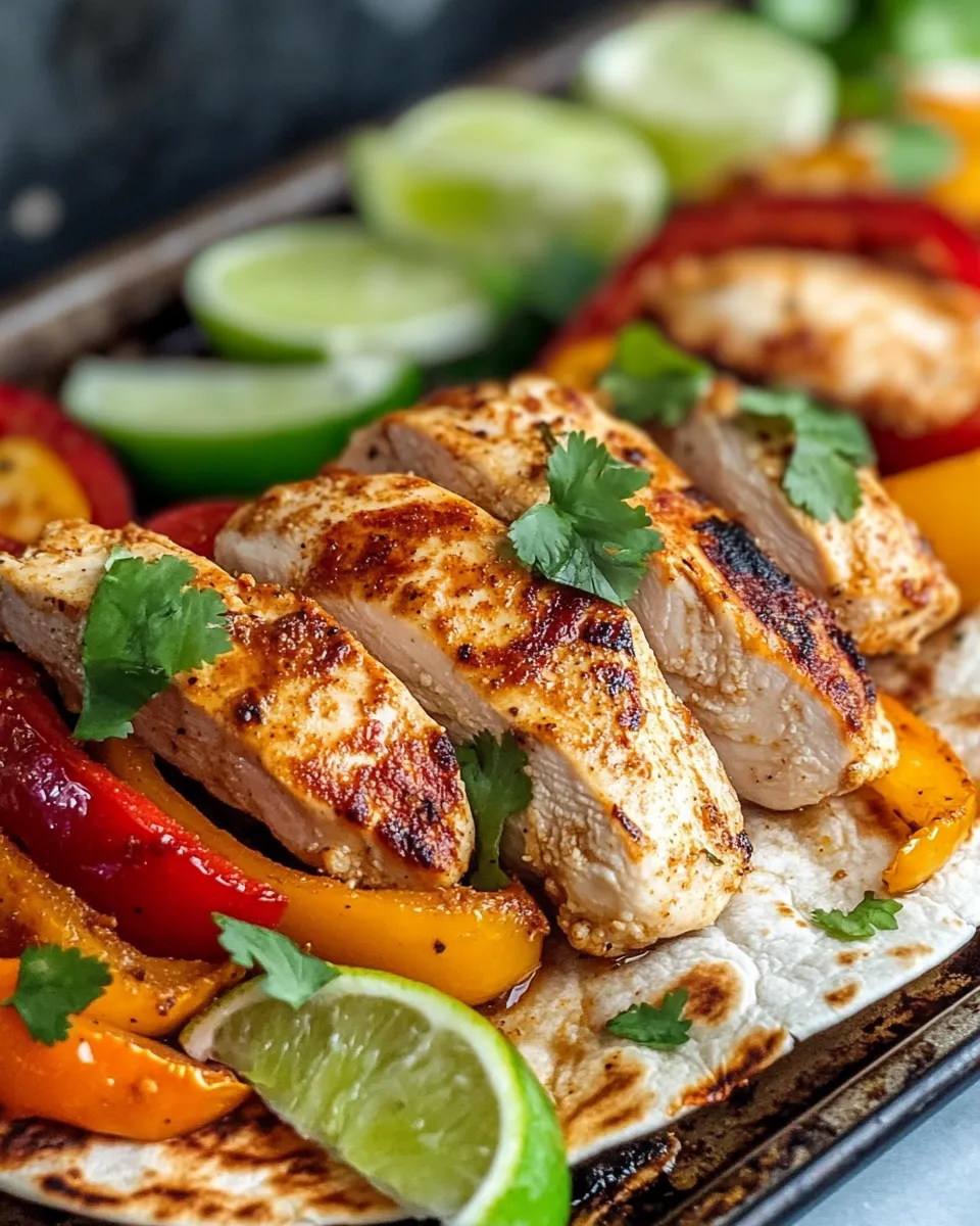 Easy Sheet-Pan Fajita Chicken & Peppers Wraps food shot