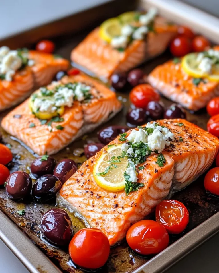 Homemade Sheet-Pan Greek Salmon with Feta & Olives recipe photo