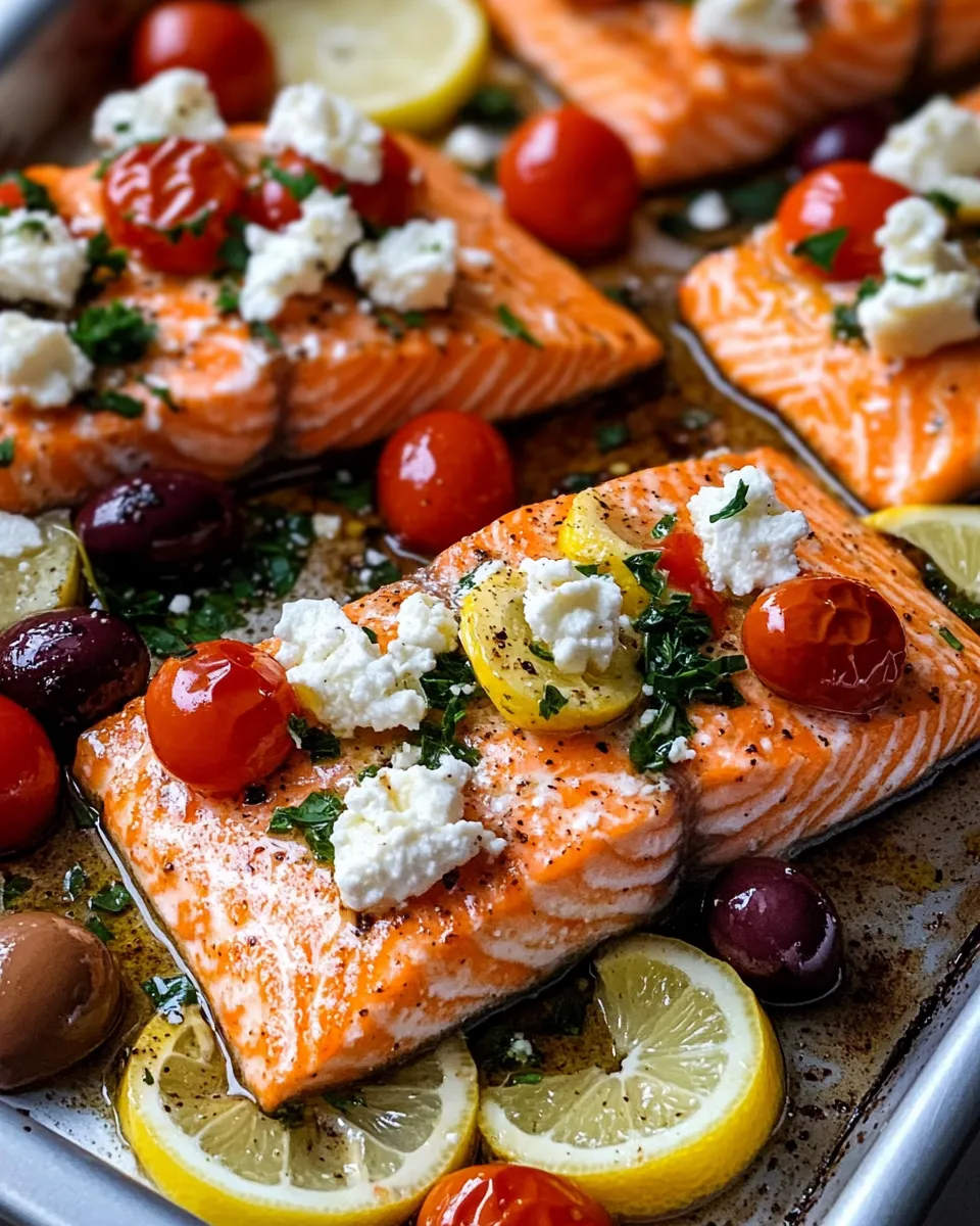 Easy Sheet-Pan Greek Salmon with Feta & Olives food shot