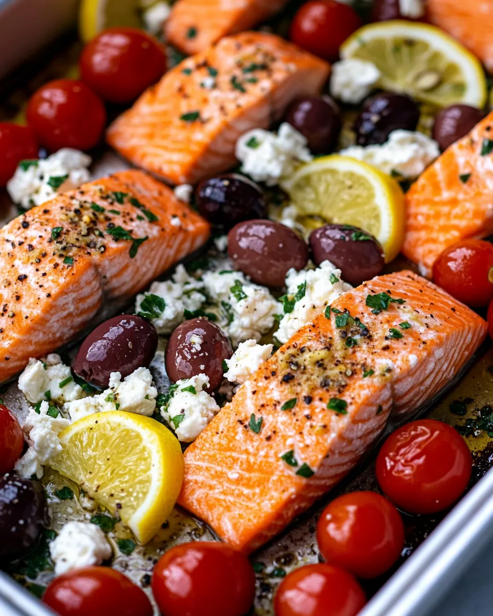 Delicious Sheet-Pan Greek Salmon with Feta & Olives image