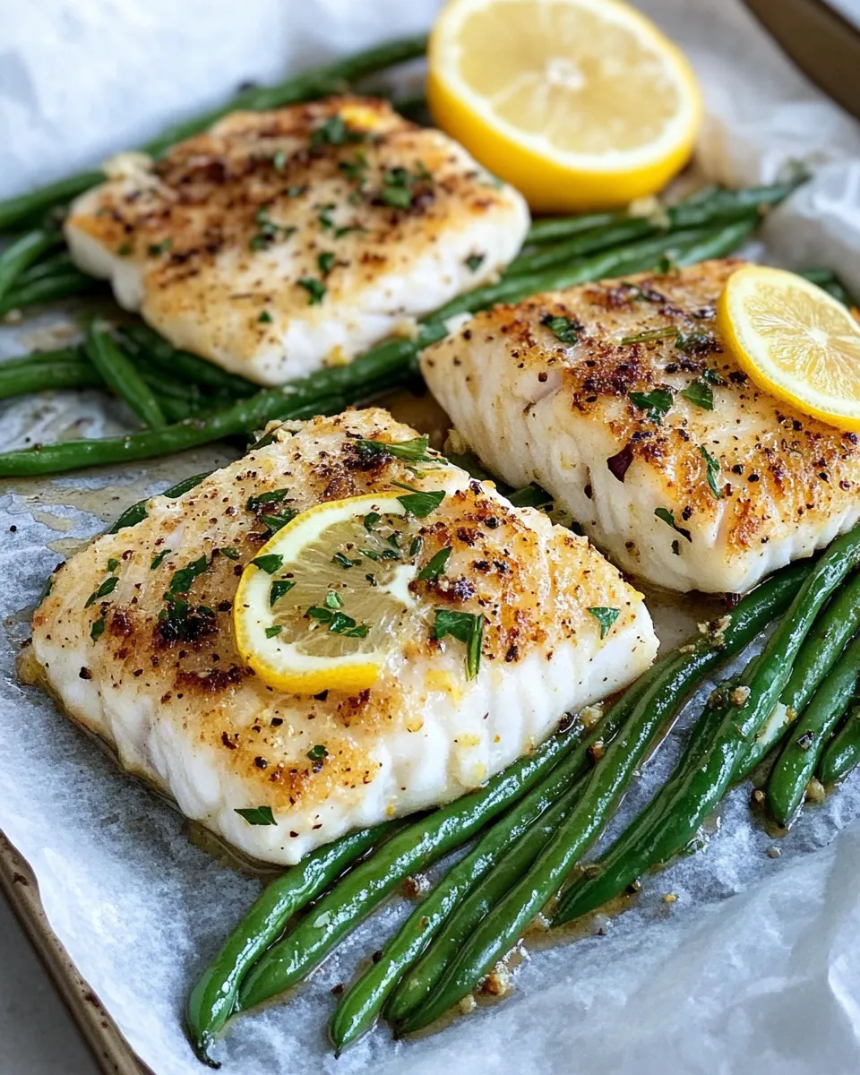 Classic Sheet-Pan Lemon Garlic Cod with Green Beans image
