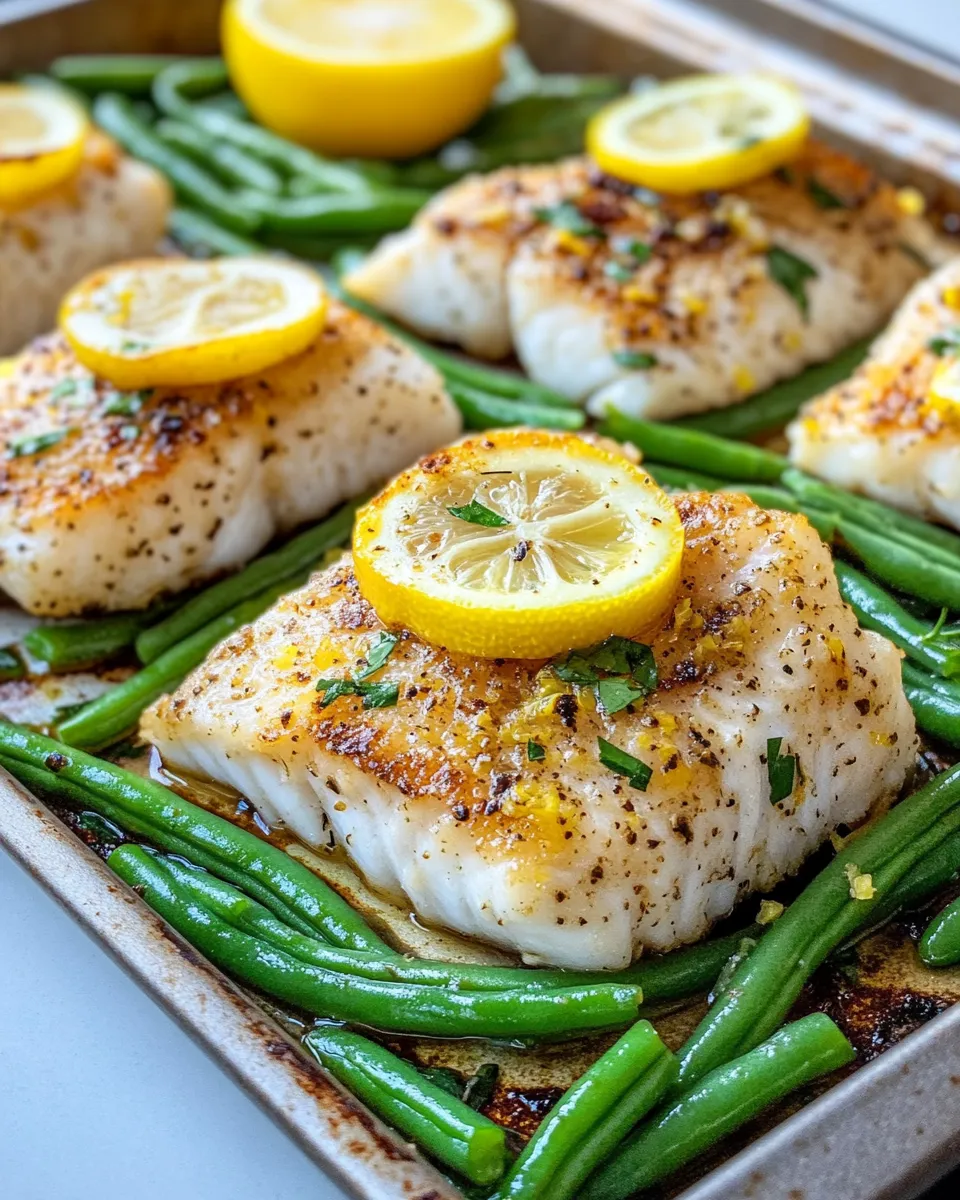 Easy Sheet-Pan Lemon Garlic Cod with Green Beans recipe photo