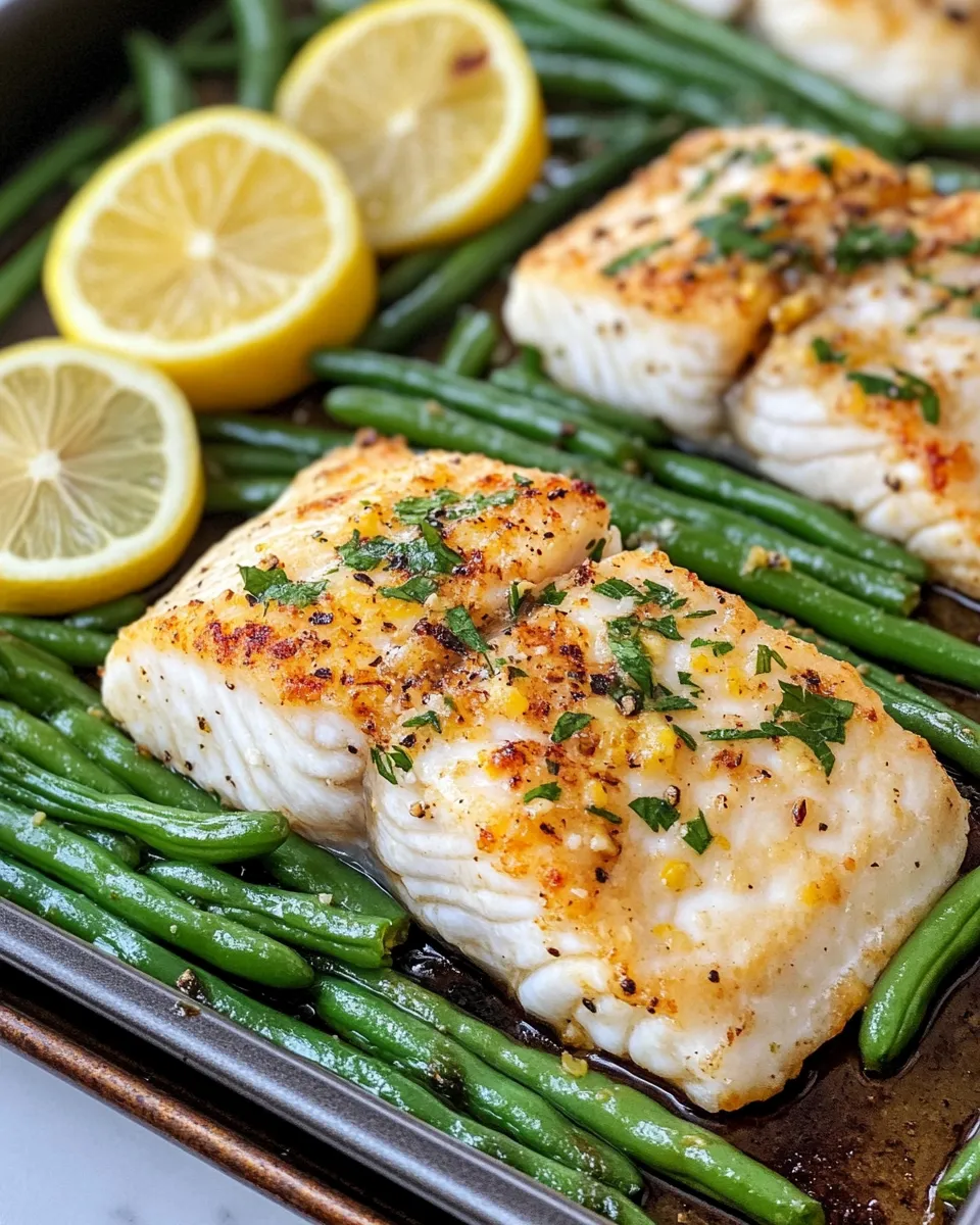 Delicious Sheet-Pan Lemon Garlic Cod with Green Beans dish photo