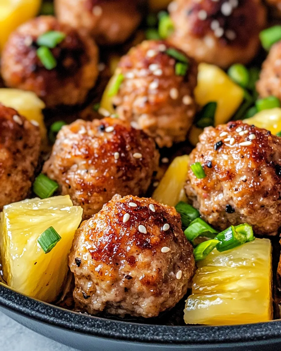 Easy Sheet-Pan Teriyaki Meatballs & Pineapple recipe image
