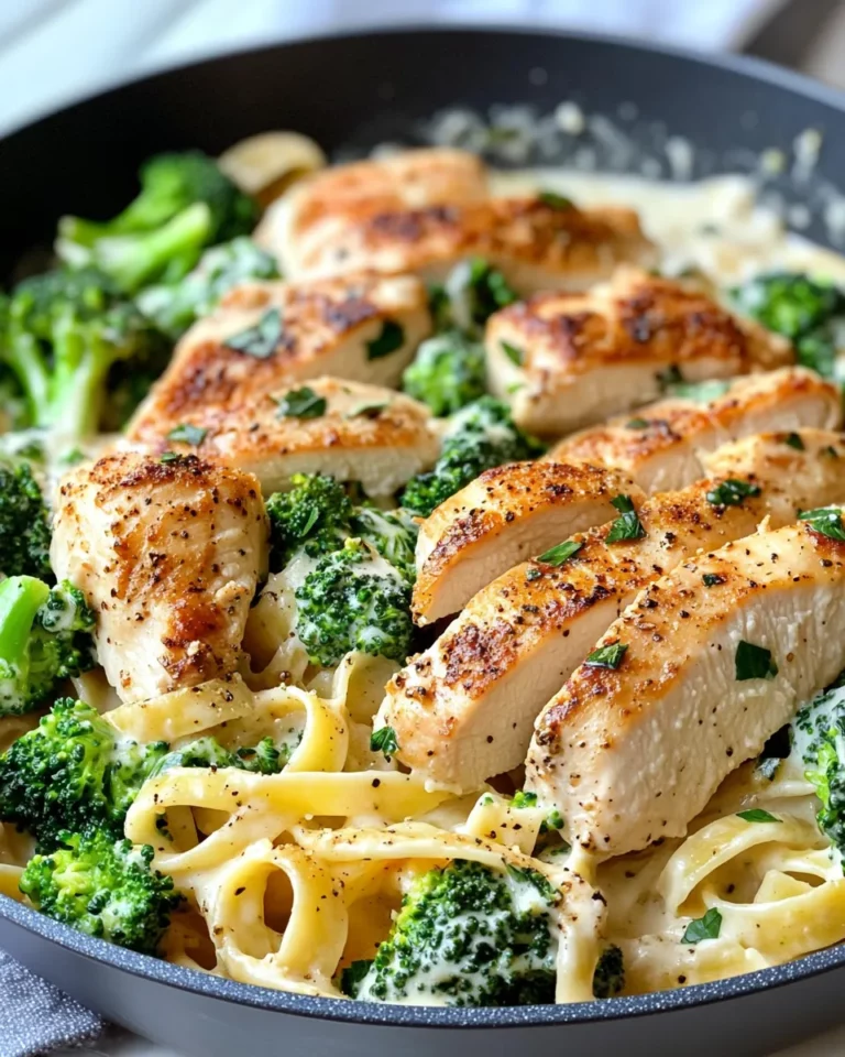 Homemade Skillet Chicken Alfredo & Broccoli with Spinach recipe photo