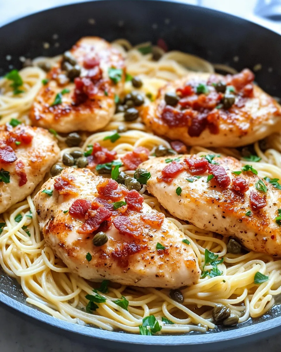 Homemade Skillet Chicken Piccata with Capers & Linguine photo