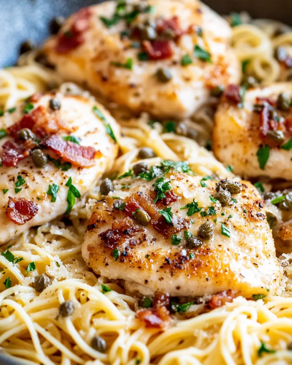 Delicious Skillet Chicken Piccata with Capers & Linguine dish photo