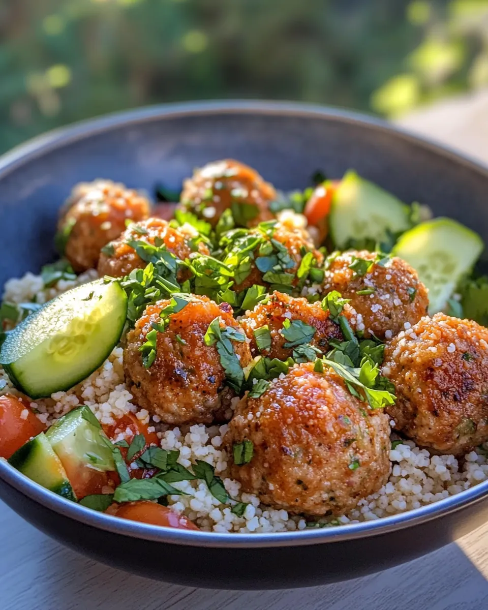 Homemade Spicy Harissa Lamb Meatballs with Couscous recipe photo