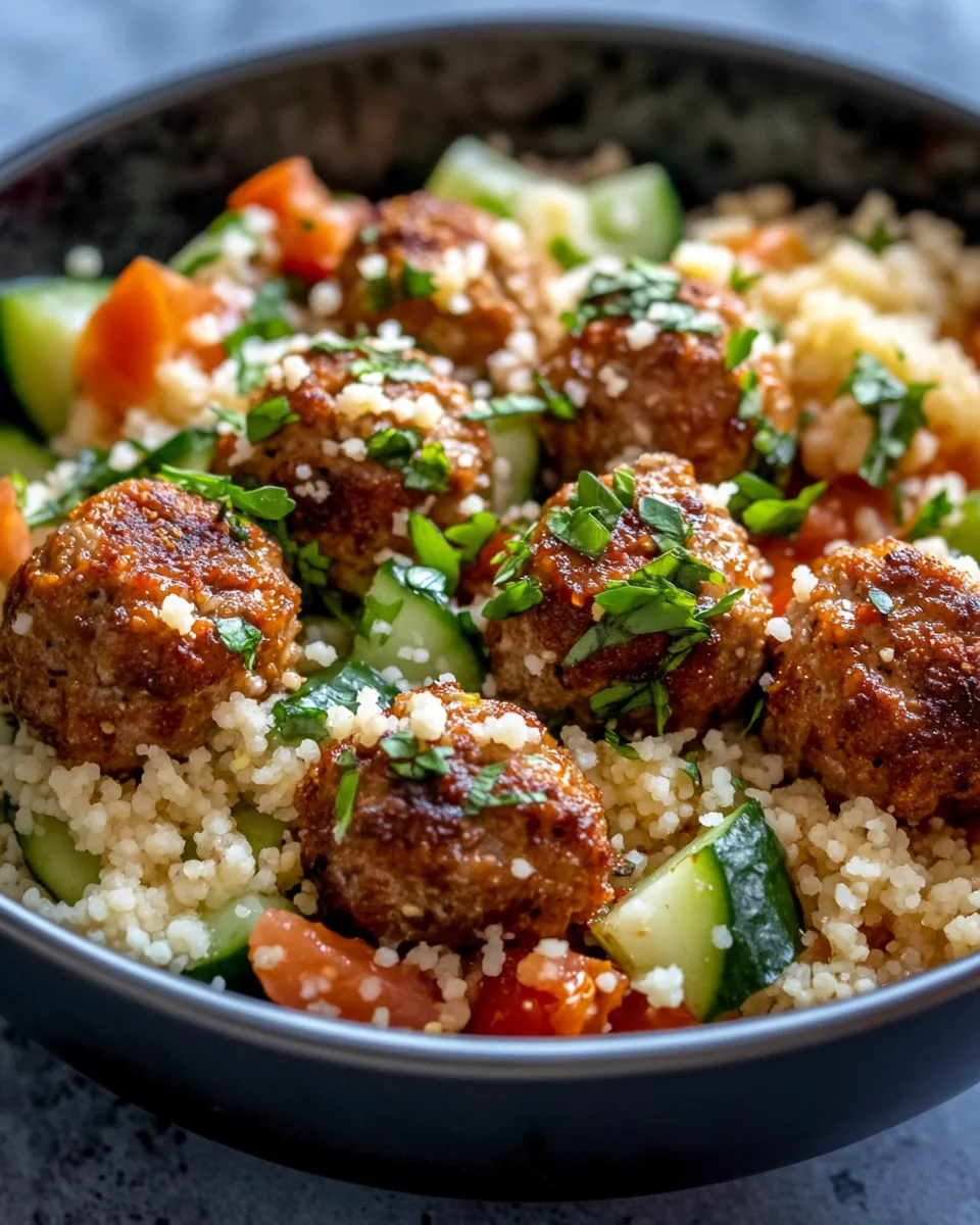 Easy Spicy Harissa Lamb Meatballs with Couscous food shot
