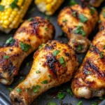 Homemade Spicy Honey Mustard Chicken Drumsticks & Corn on the Cob recipe photo