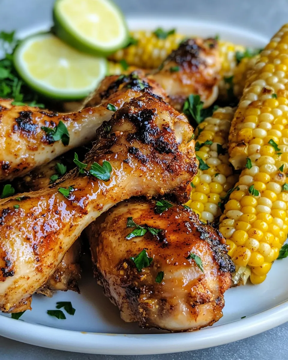 Classic Spicy Honey Mustard Chicken Drumsticks & Corn on the Cob dish photo