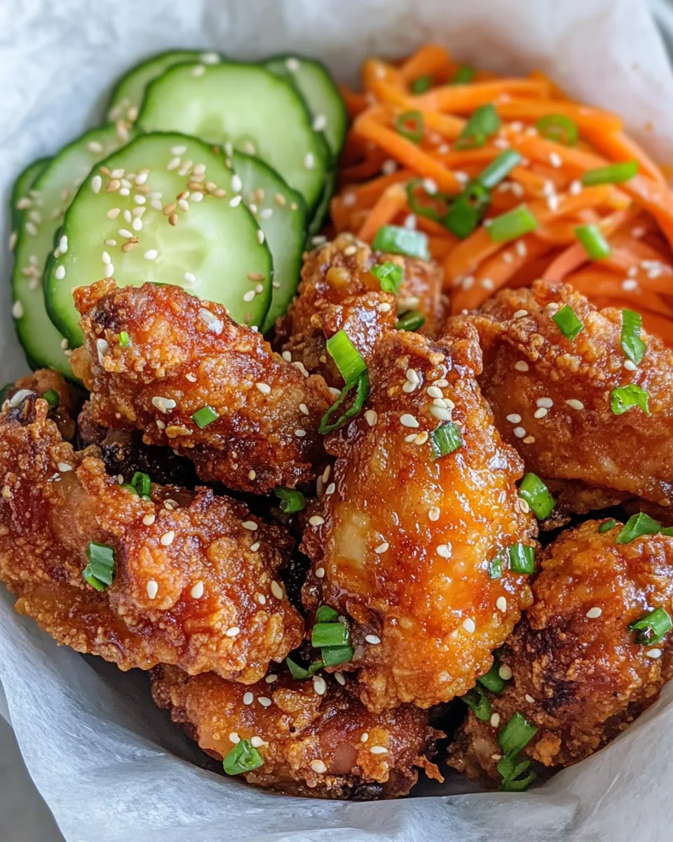 Delicious Spicy Korean Fried Chicken & Pickled Veggies dish photo