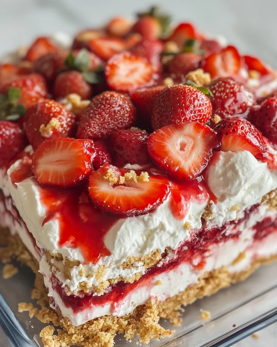 Delicious Strawberry Crunch Cake with Strawberry Drizzle recipe image
