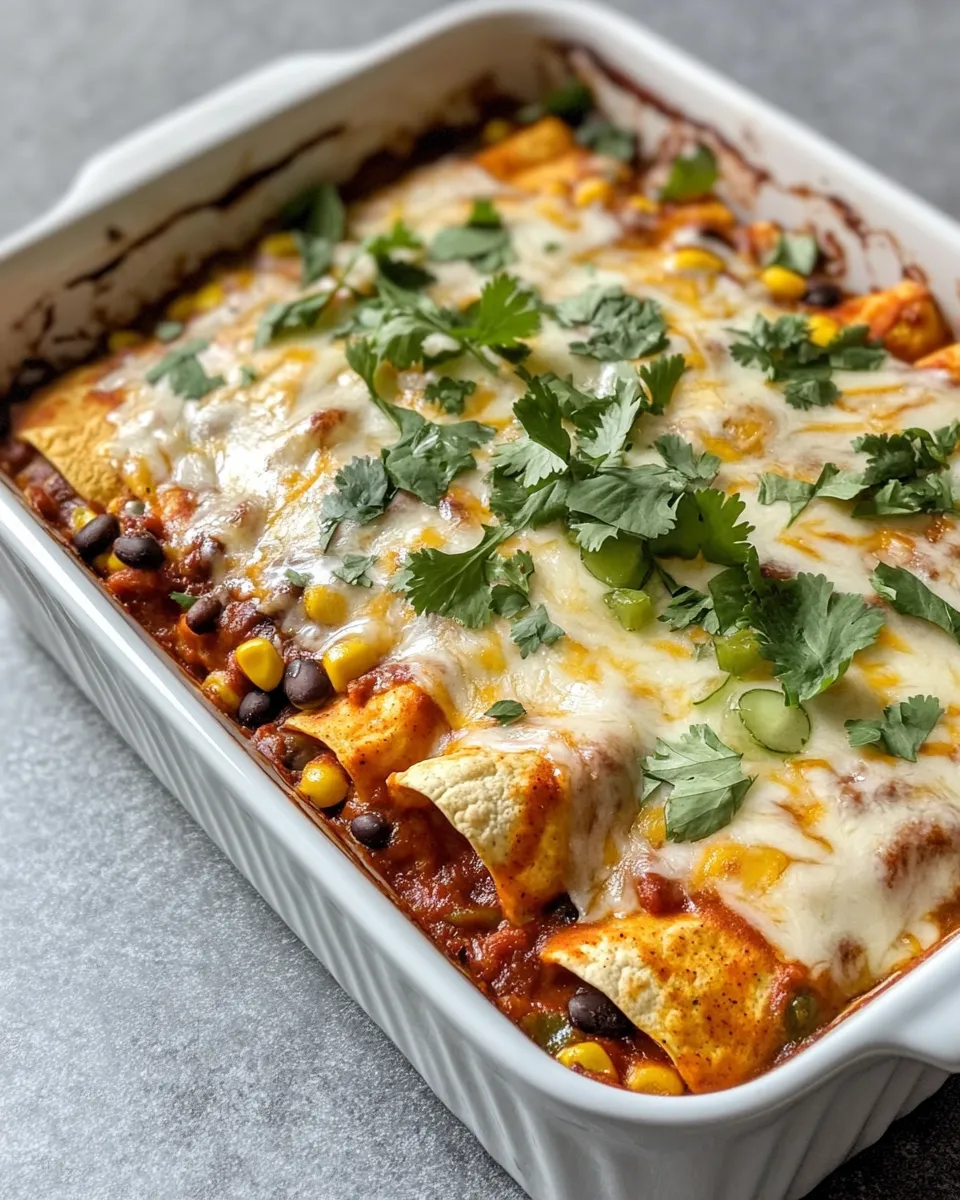 Classic Sweet Potato & Black Bean Enchilada Casserole dish photo