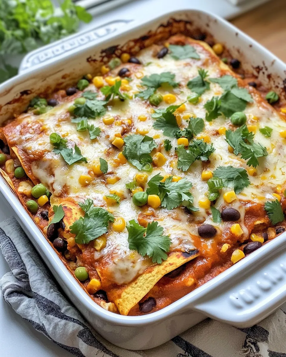 Easy Sweet Potato & Black Bean Enchilada Casserole food shot