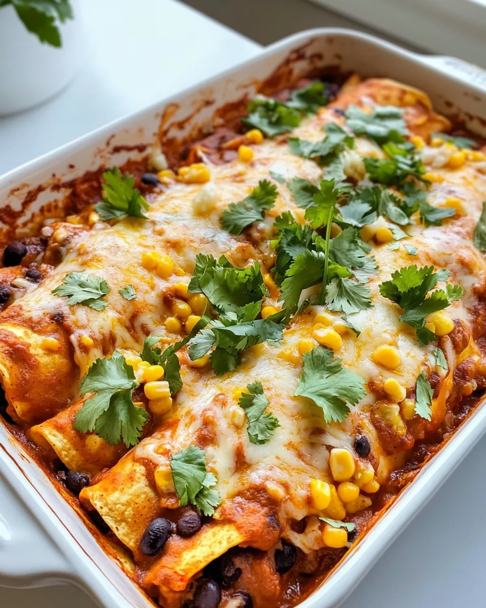 Delicious Sweet Potato & Black Bean Enchilada Casserole plate image