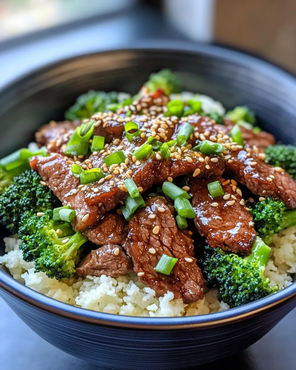 Easy Teriyaki Beef & Broccoli with Cauliflower Rice food shot
