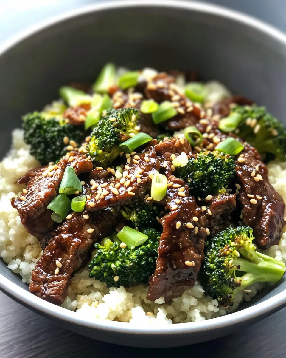 Delicious Teriyaki Beef & Broccoli with Cauliflower Rice plate image