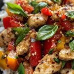 Homemade Thai Basil Chicken Stir-Fry with Peppers photo