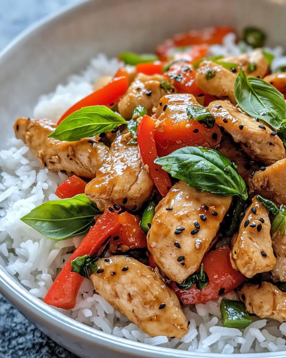Easy Thai Basil Chicken Stir-Fry with Peppers dish photo