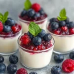 Homemade Vanilla Bean Panna Cotta with Berry Compote photo