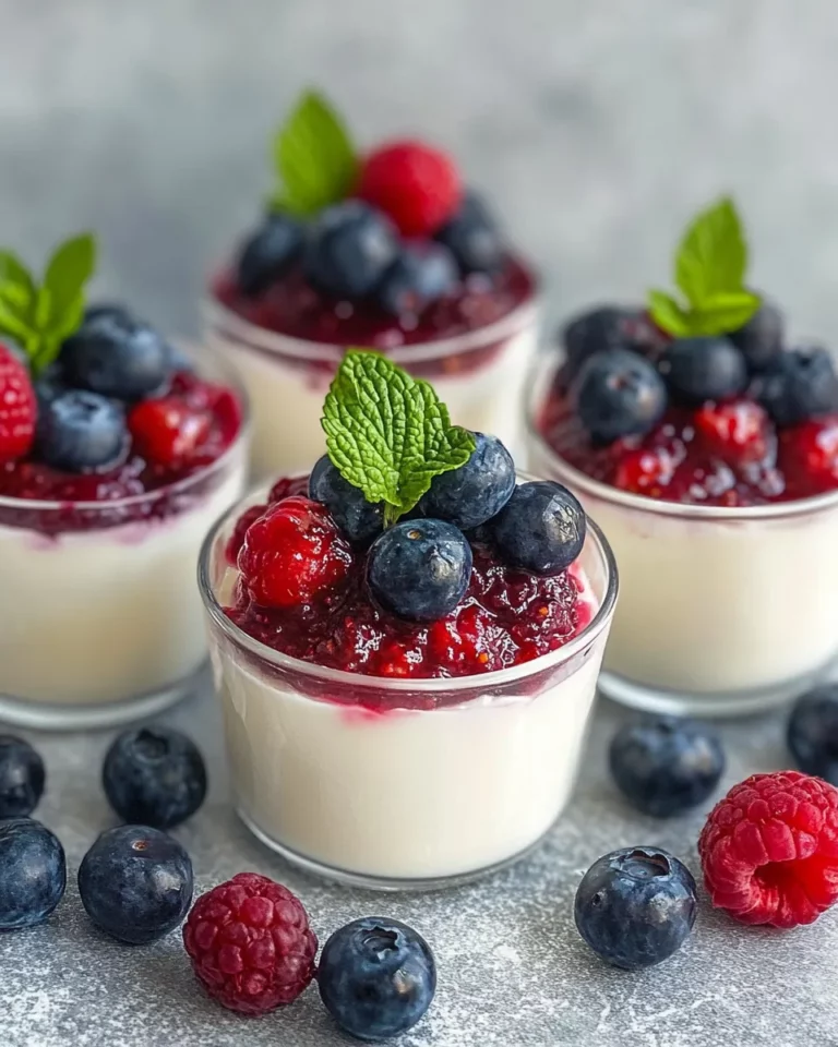 Homemade Vanilla Bean Panna Cotta with Berry Compote photo