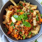 Homemade Vegan Lentil Bolognese over Fusilli recipe photo