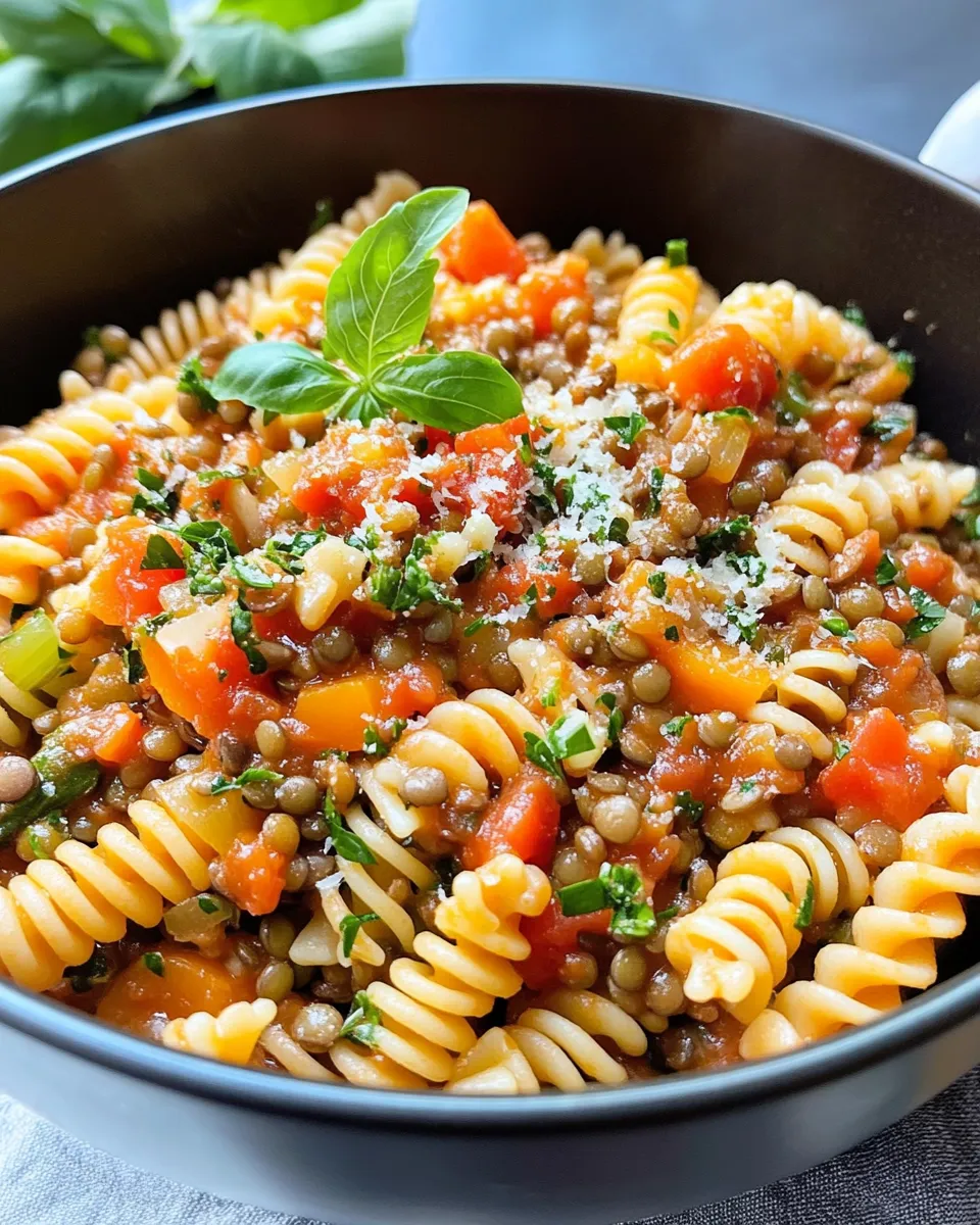 Classic Vegan Lentil Bolognese over Fusilli dish photo