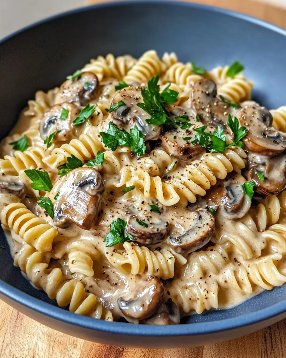 Homemade Vegan Mushroom Stroganoff with Fusilli recipe photo