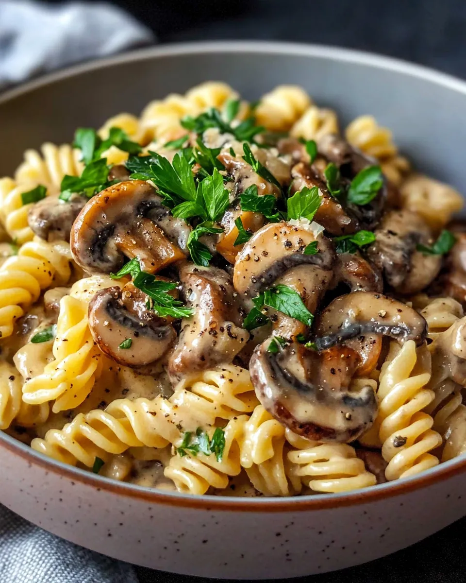 Classic Vegan Mushroom Stroganoff with Fusilli dish photo