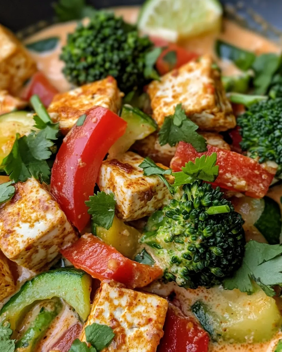 Easy Vegan Thai Coconut Curry Tofu & Veggies food shot
