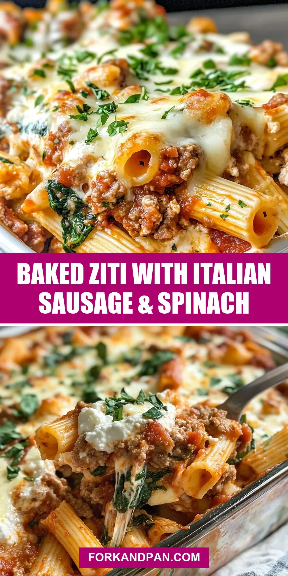 How To Make Tasty Baked Ziti With Italian Sausage & Spinach