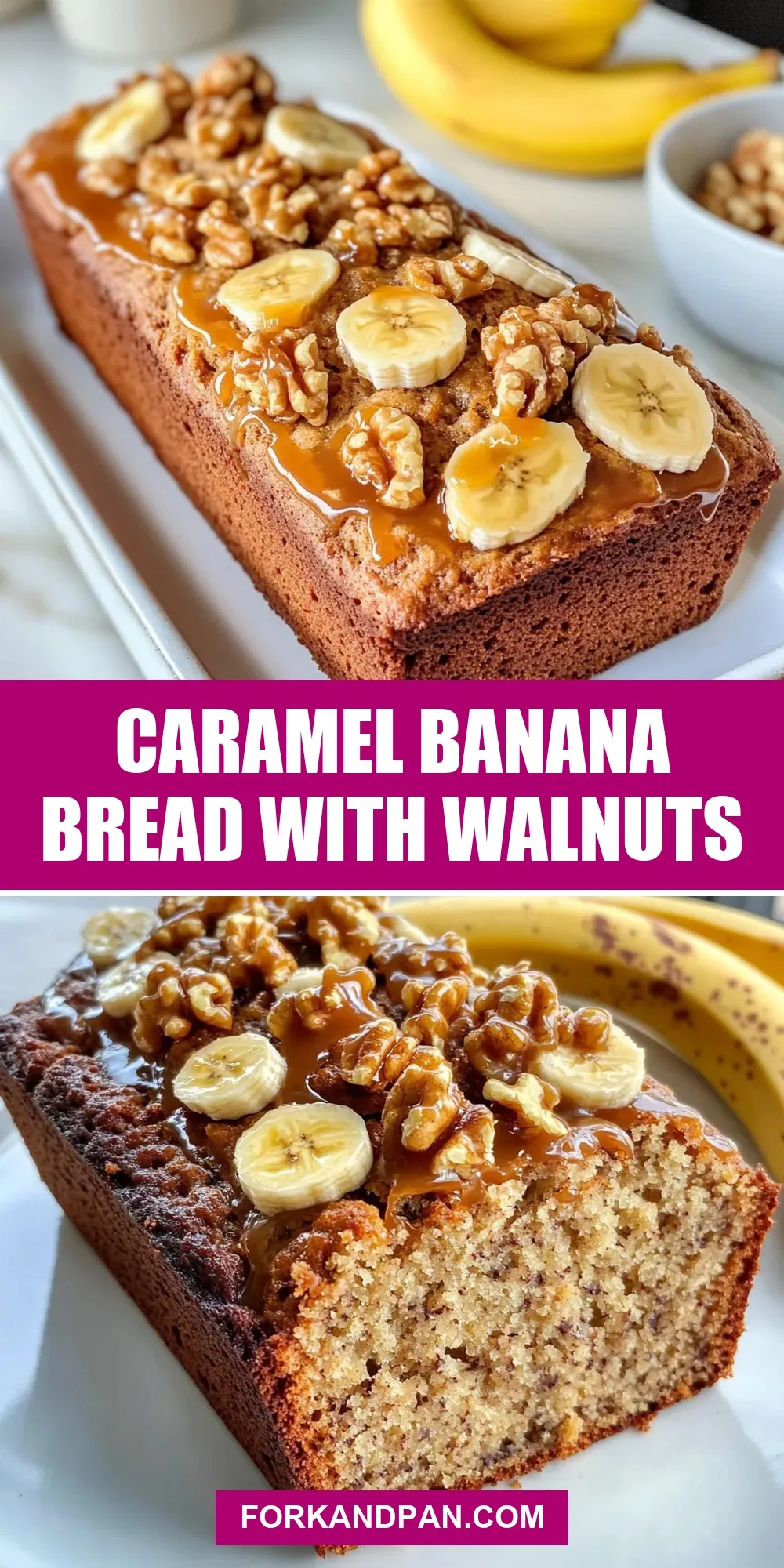 Caramel Banana Bread With Walnuts (Fresh & Delicious)