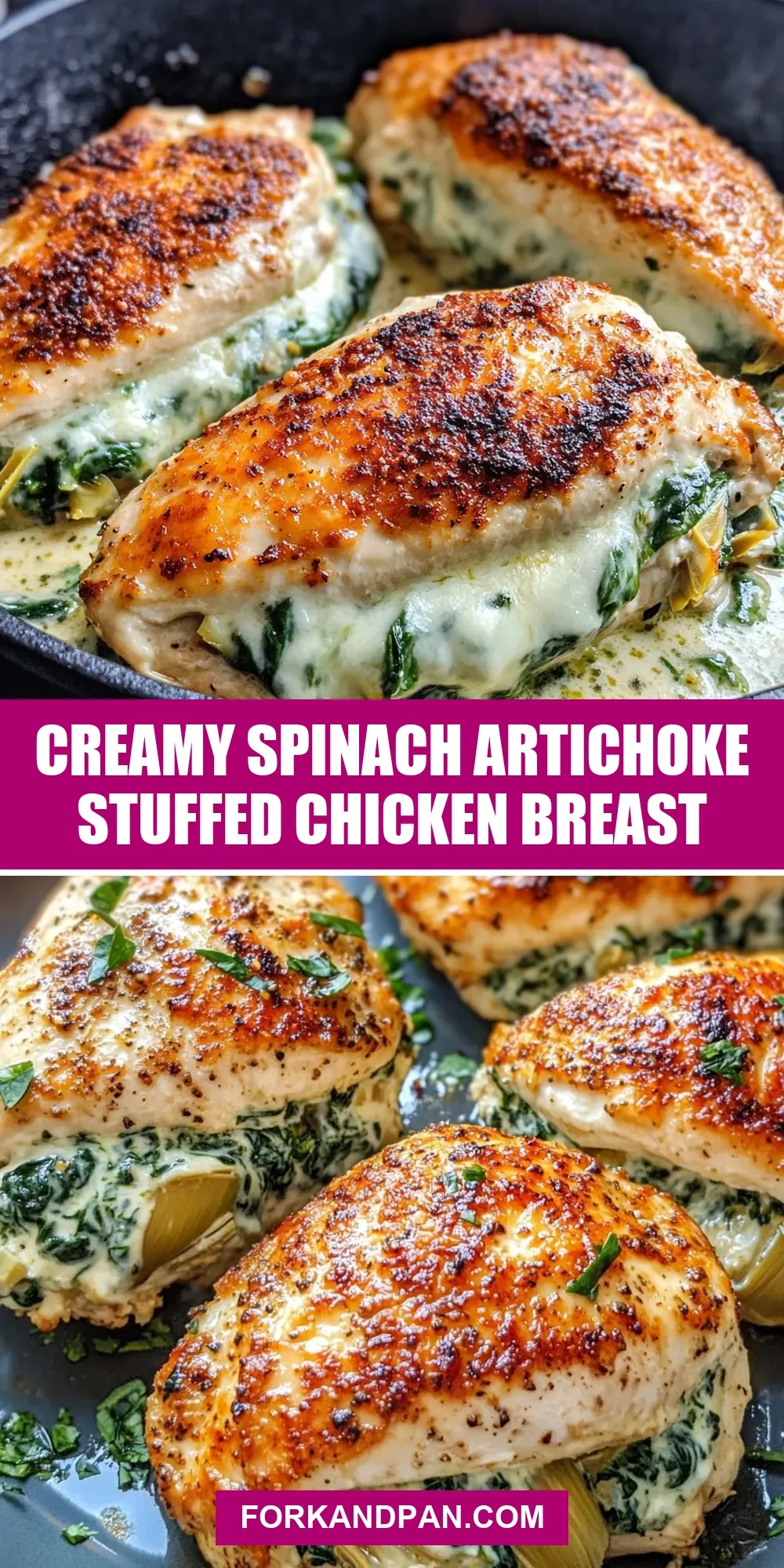 Easy Creamy Spinach Artichoke Stuffed Chicken Breast Recipe