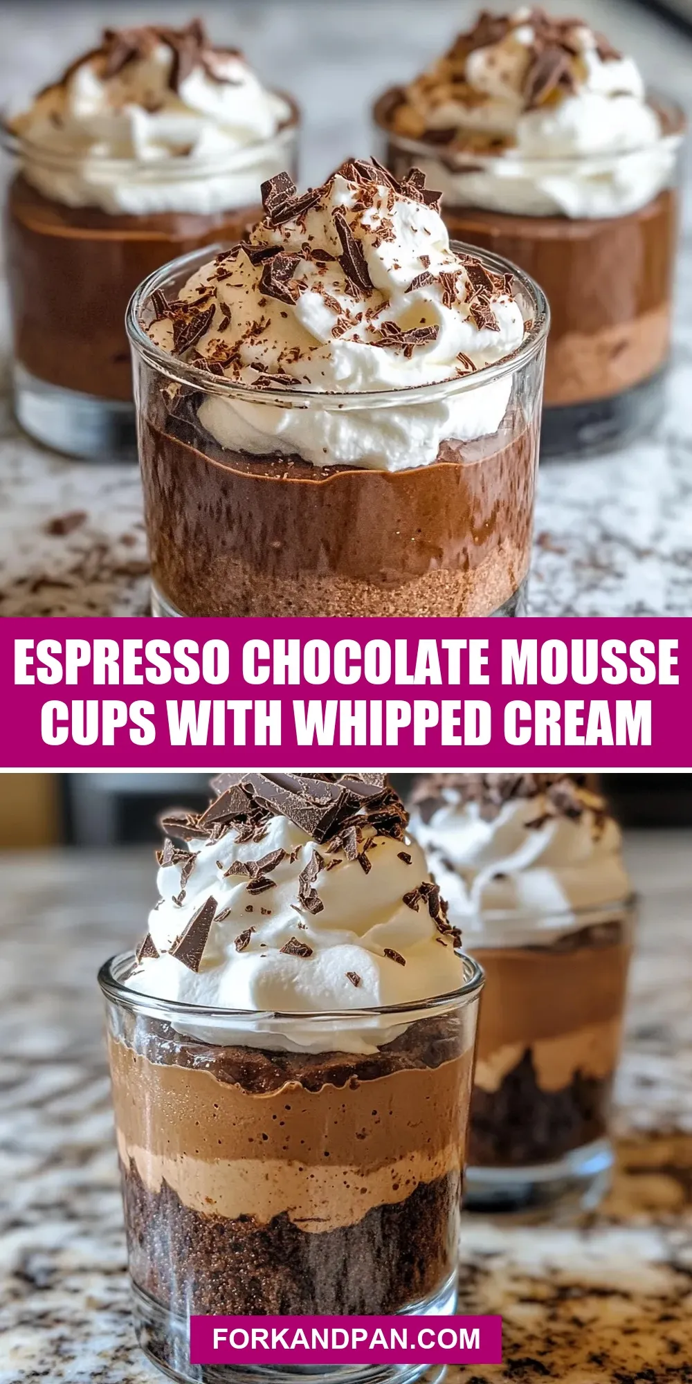 Fresh Espresso Chocolate Mousse Cups With Whipped Cream