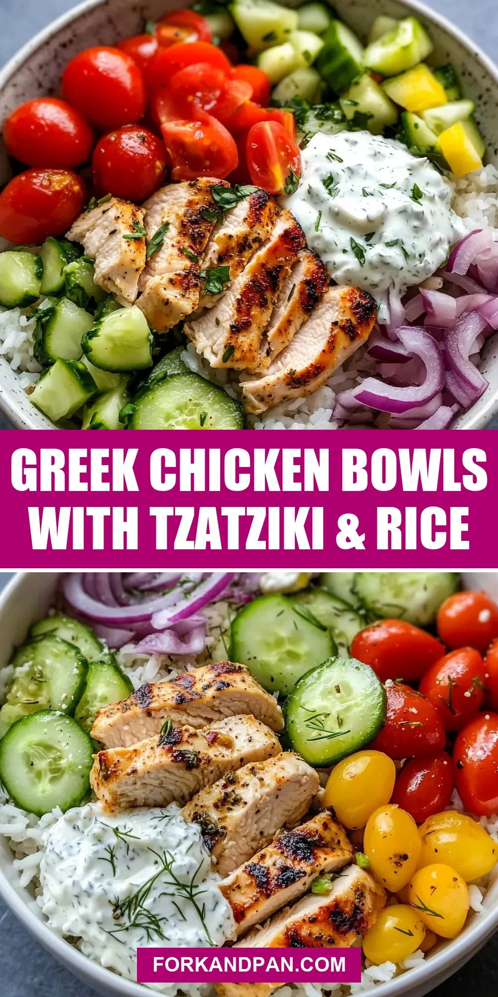 Easy Greek Chicken Bowls With Tzatziki & Rice Recipe