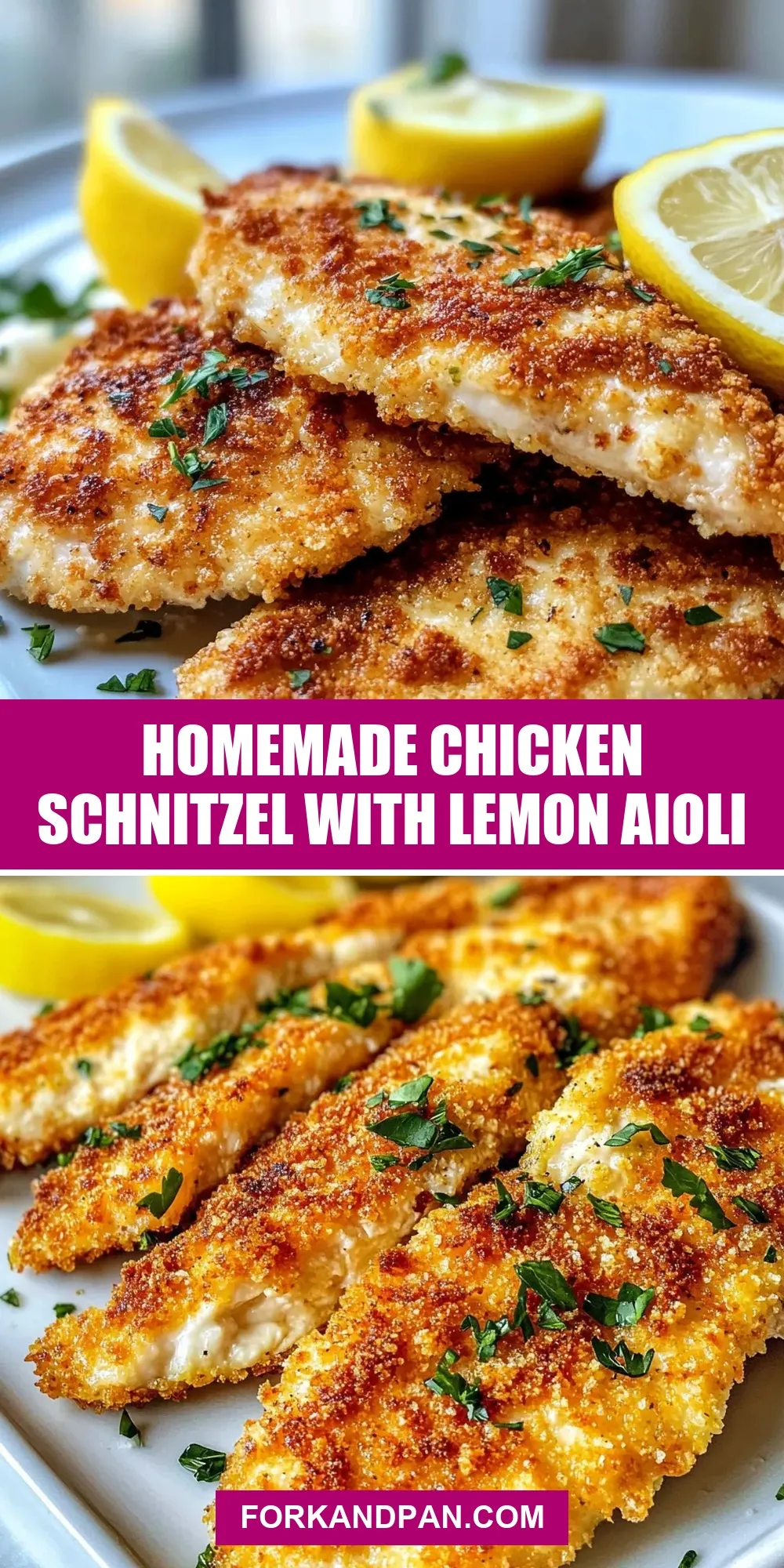 Homemade Chicken Schnitzel With Lemon Aioli Recipe