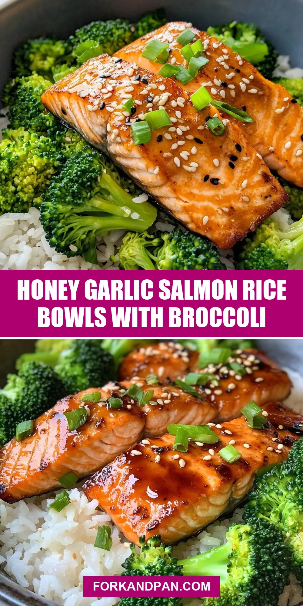 Easy Honey Garlic Salmon Rice Bowls With Broccoli Recipe