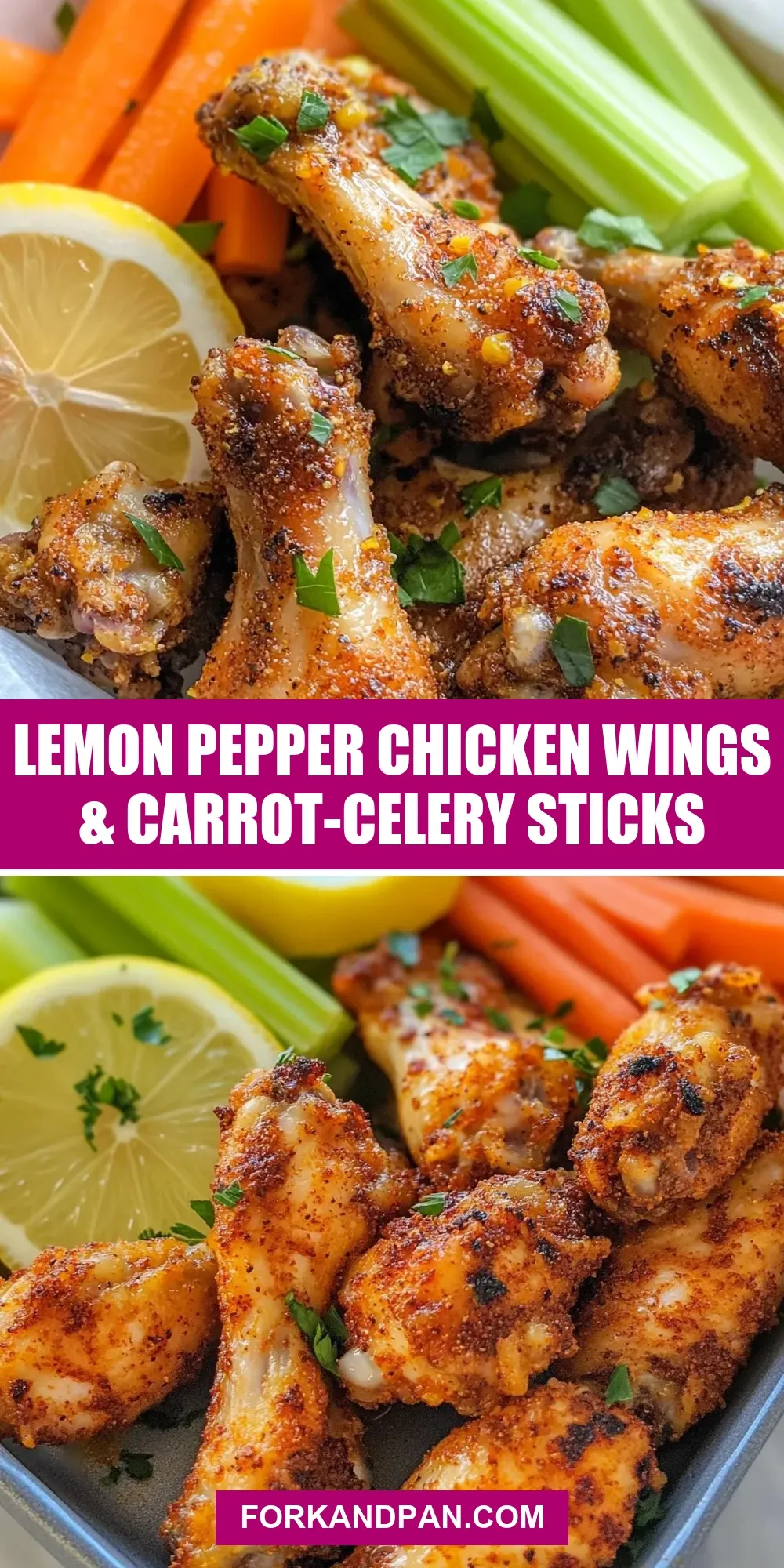 Lemon Pepper Chicken Wings & Carrot-Celery Sticks Recipe