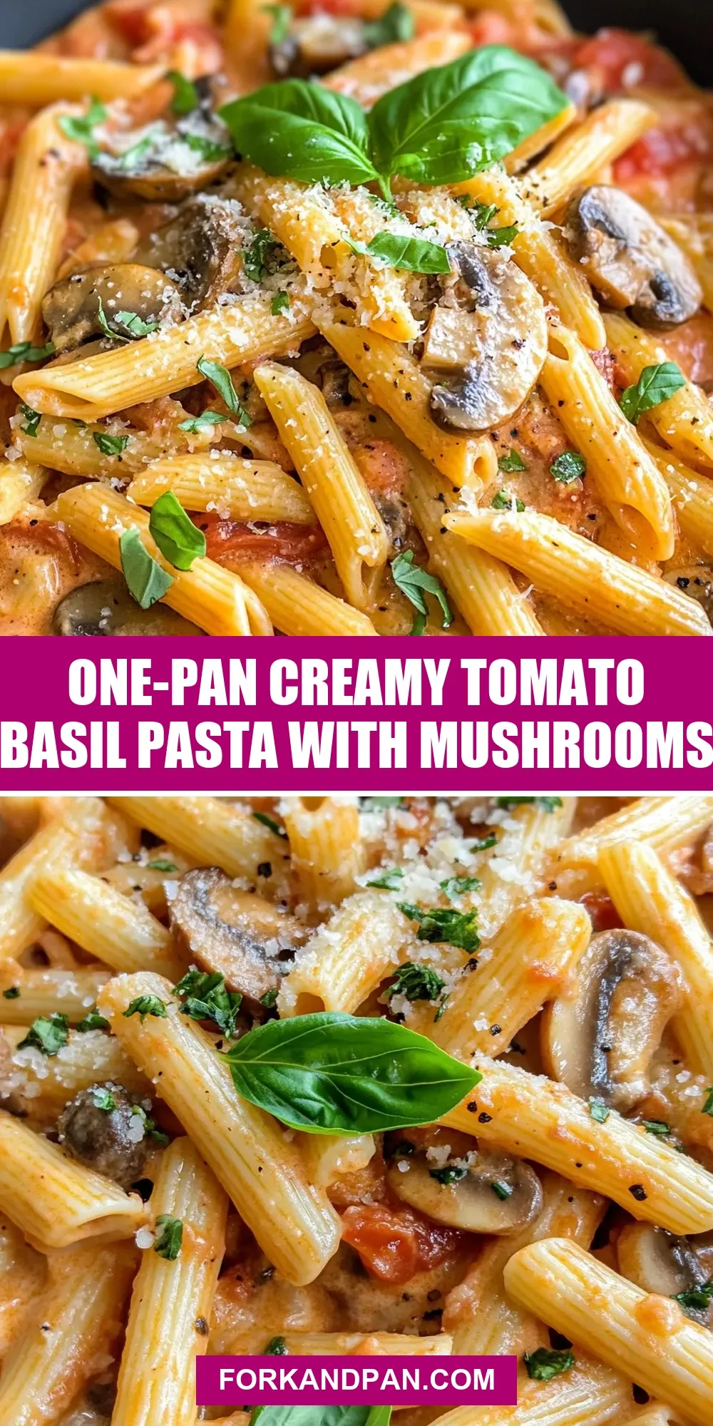 One-Pan Creamy Tomato Basil Pasta With Mushrooms (Delicious & Delicious)