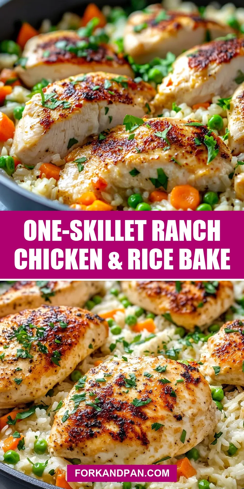 One-Skillet Ranch Chicken & Rice Bake Recipe