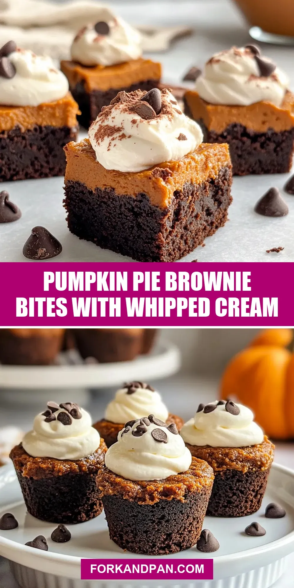 The Best Pumpkin Pie Brownie Bites With Whipped Cream Ever