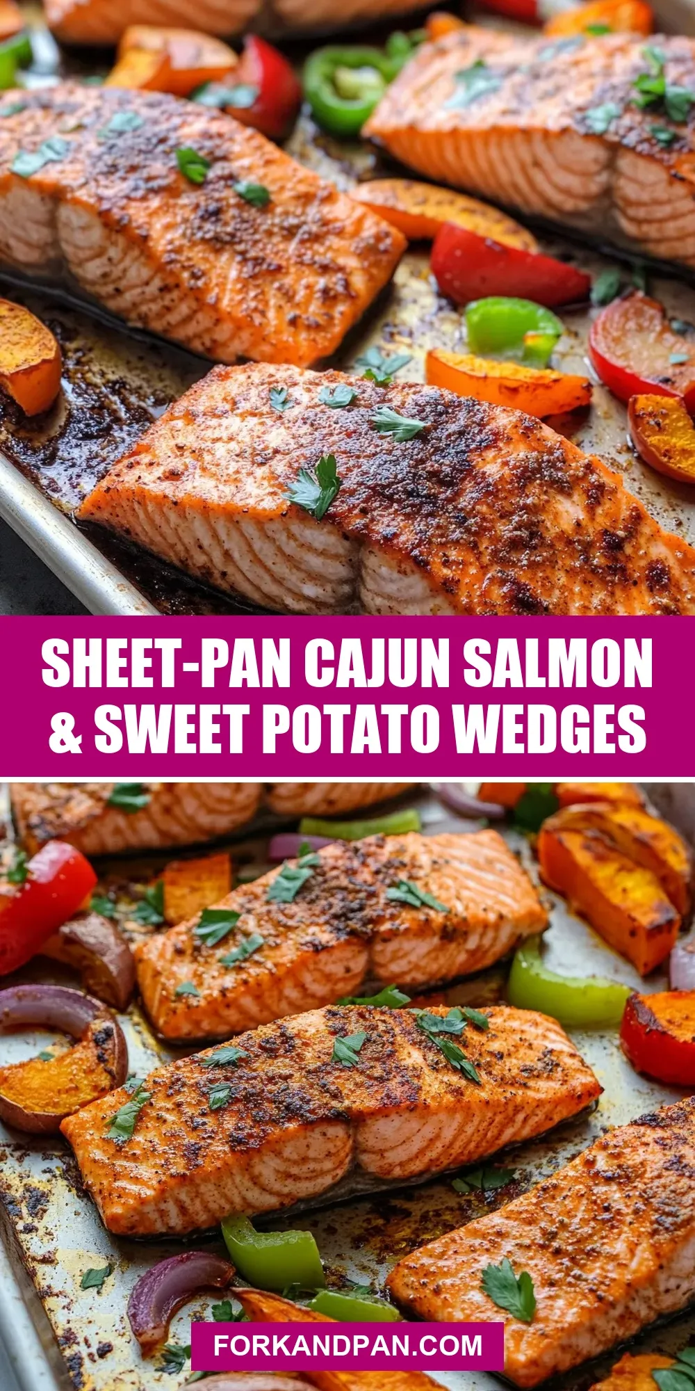 Easy Sheet-Pan Cajun Salmon & Sweet Potato Wedges Recipe