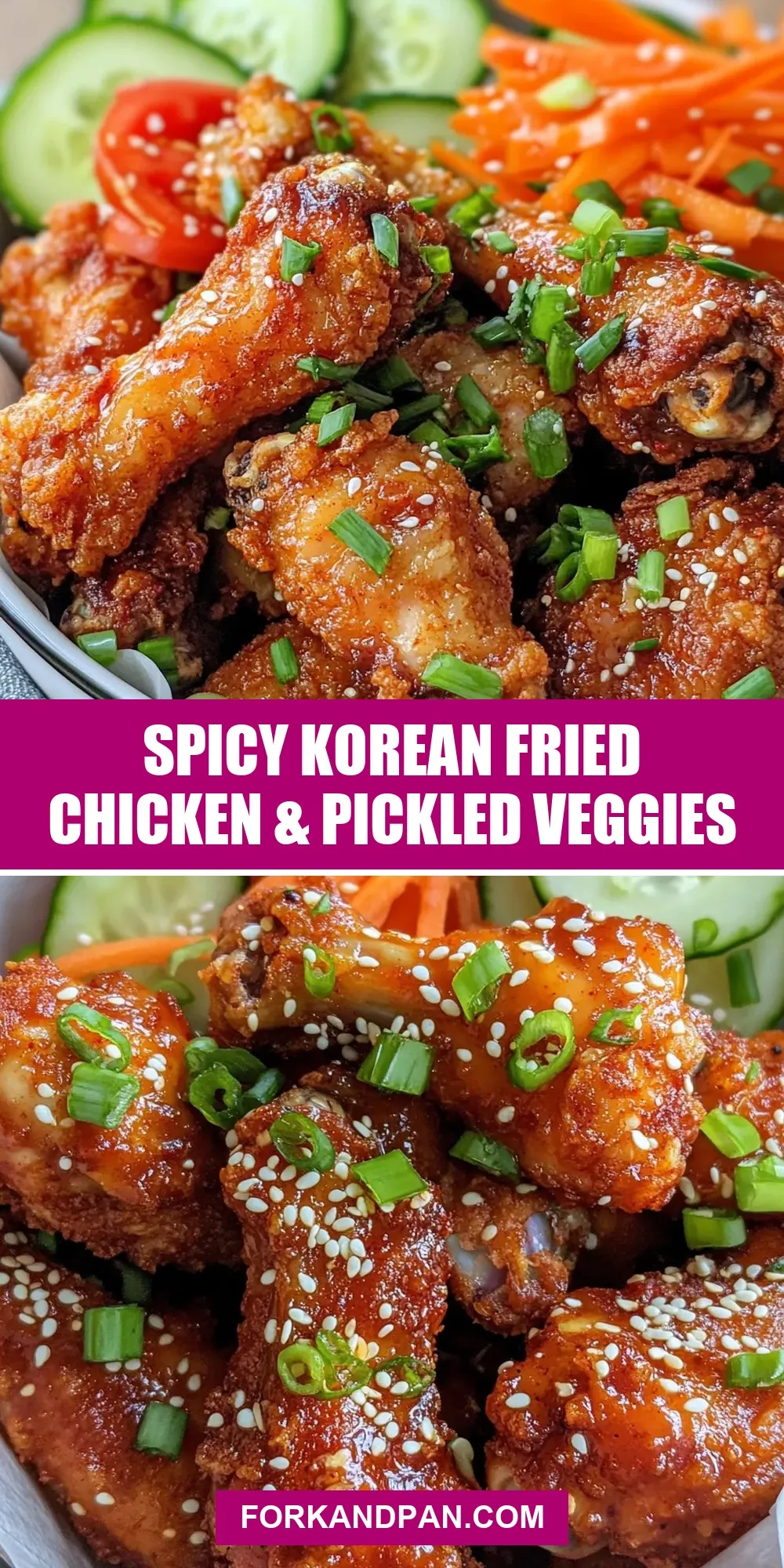 Spicy Korean Fried Chicken & Pickled Veggies Recipe
