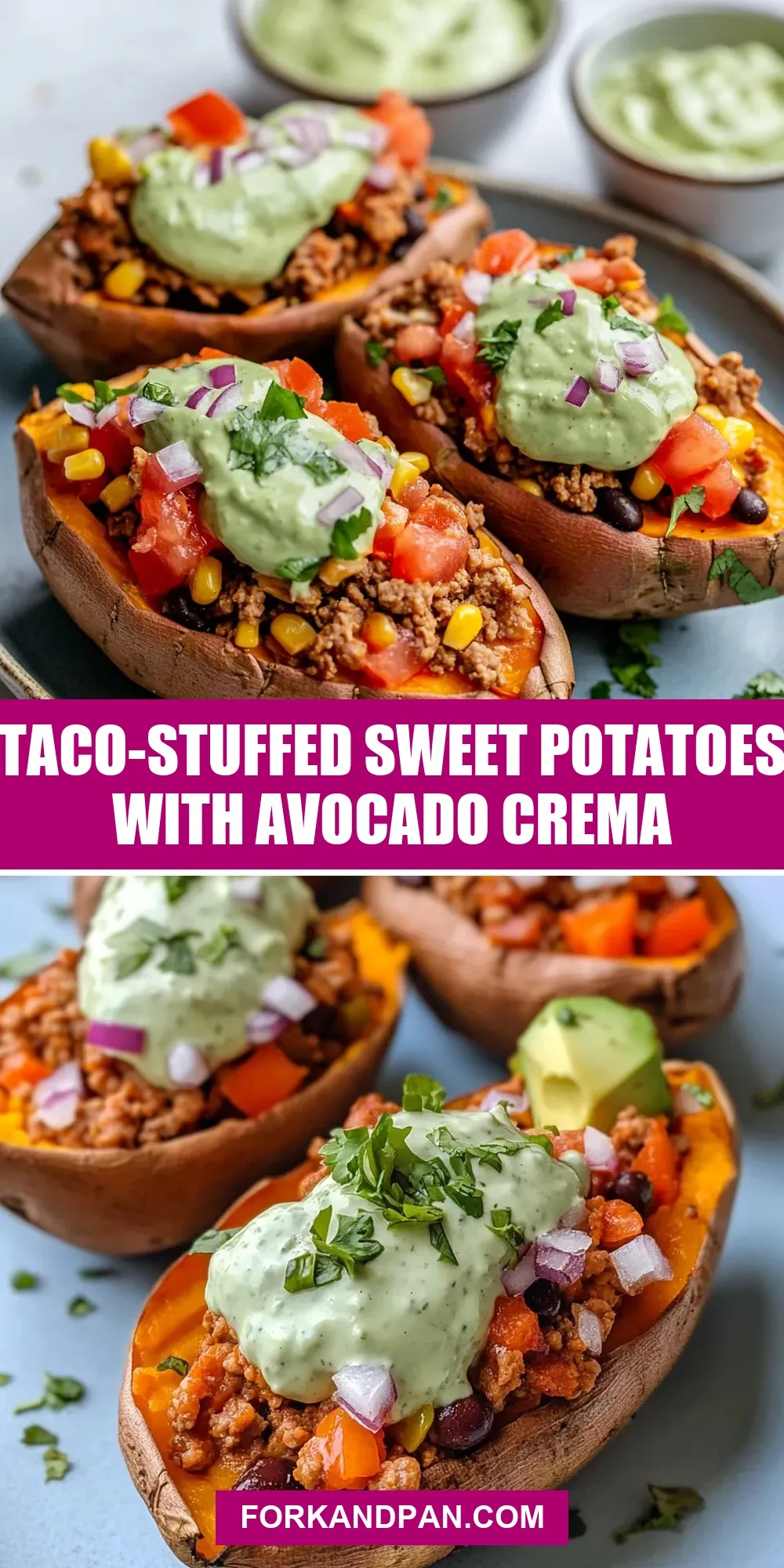How To Make Healthy Taco-Stuffed Sweet Potatoes With Avocado Crema