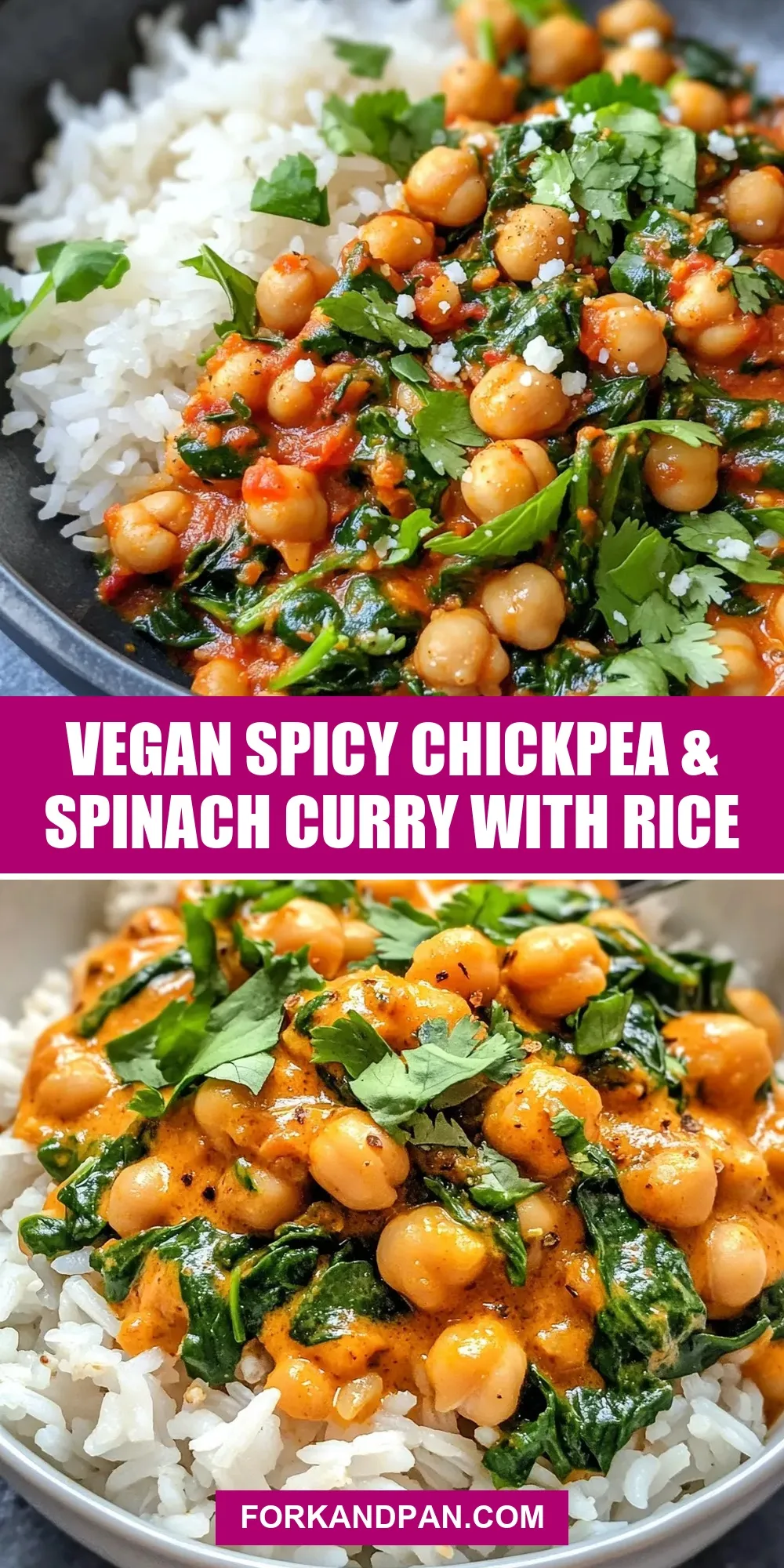 Easy Vegan Spicy Chickpea & Spinach Curry With Rice Recipe