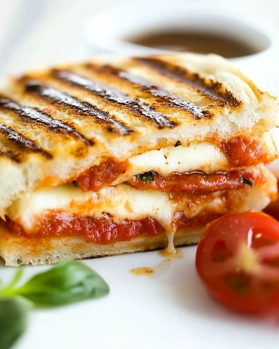 Delicious Cheesy Pizza Panini shot